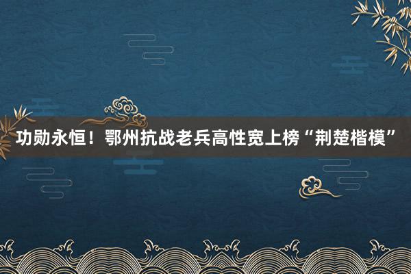 功勋永恒！鄂州抗战老兵高性宽上榜“荆楚楷模”