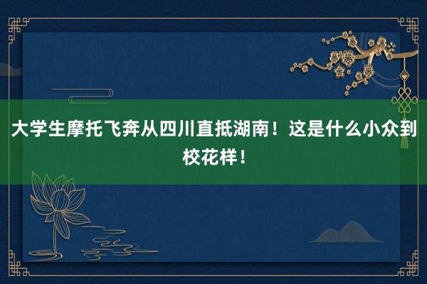 大学生摩托飞奔从四川直抵湖南！这是什么小众到校花样！