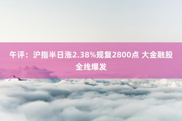 午评：沪指半日涨2.38%规复2800点 大金融股全线爆发